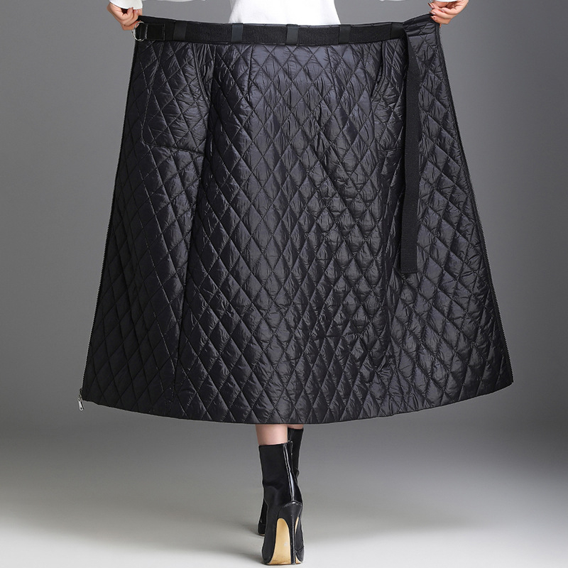 A-linijska quiltana suknja, uzorak prugica/karirano, tkanina imitacije pamuka, glavni materijal 80-90% poliestera, jesen 2025