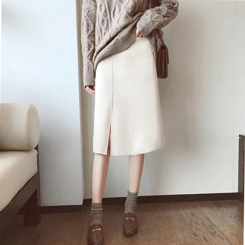 Suknja A-linije, duga, jednobojni uzorak, mješavina poliestera i viskoze, elegantan gradski stil