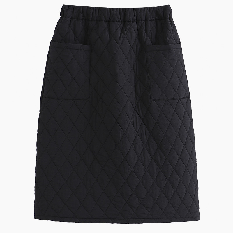 Suknja A-linije, prešivana, poliester, midi duljina, zima 2023