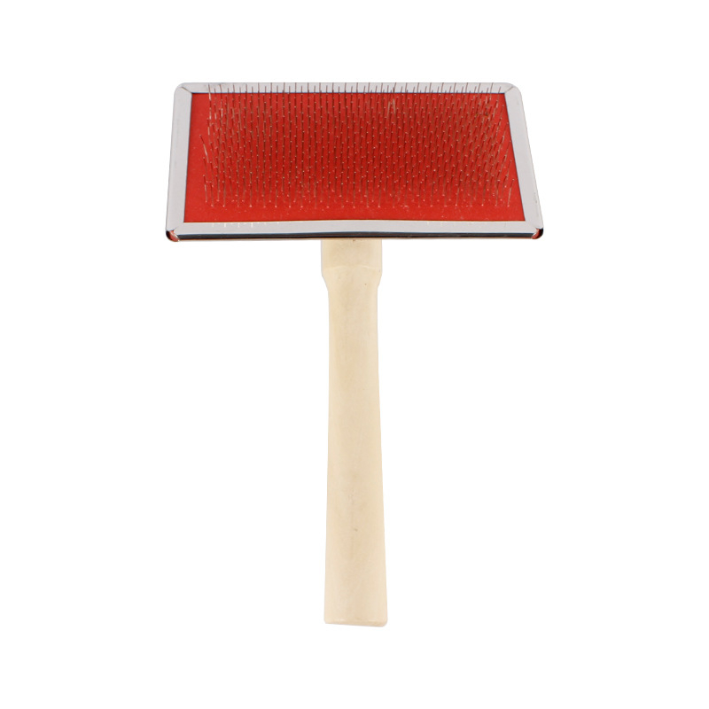 Háziállat fésű fa markolattal macskáknak és kutyáknak – rozsdamentes acél fogak, szőr eltávolítása, összegubózott szálak kifésülése, masszázs