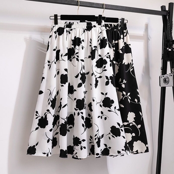 Ženska A-linijska midi suknja, visokog struka, srednja duljina, poliester-elastan smjesa, mikroelastičnost