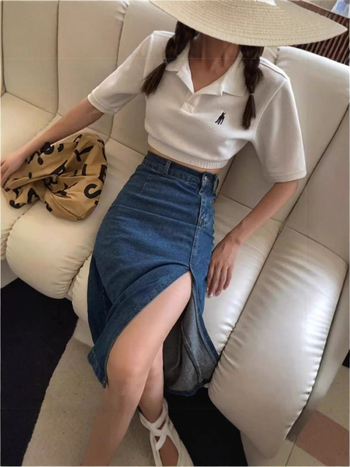 Traper suknja srednje duljine s mikroelastičnošću, japansko-korejski casual stil, jesen 2025.