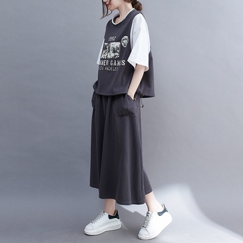 T-krekls un garā svārku komplekts, 95%+ poliesteris, 3/4 piedurknes, pilsētas stils, vasara 2022