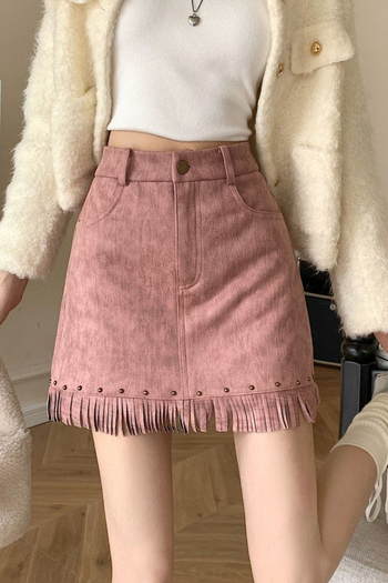 Φούστα από πολυεστέρα με βελούδινο εφέ και φουντάκια, 90–95% πολυεστέρας, Χειμώνας 2025