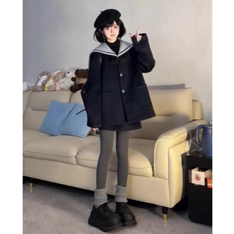 Ženski dvodijelni set: kaput i suknja od Chenille, zima 2025, uski kroj, dugi rukavi