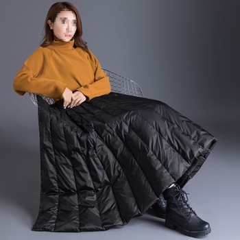 Duga vjetrovita A-linijska suknja za žene za zimske vožnje biciklom, topla poliesterska tkanina, Mercerizirano krojenje, stil Royal Sister