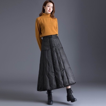 Duga vjetrovita A-linijska suknja za žene za zimske vožnje biciklom, topla poliesterska tkanina, Mercerizirano krojenje, stil Royal Sister