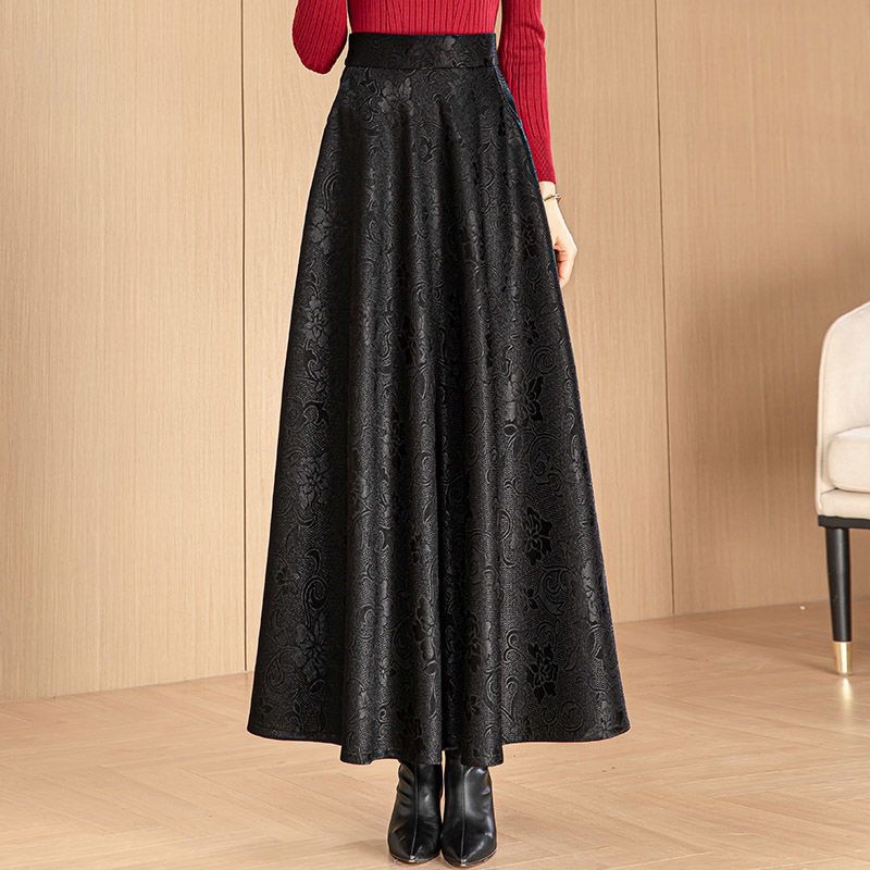 Chiasa jacquard duga suknja s visokim strukom, pamuk-poliester mješavina, mikroelastičnost, proljeće 2025