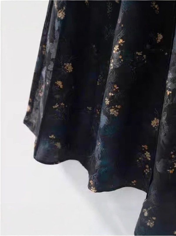 Kineskog stila jacquard oversize midi suknja, visok pojas, poliesterska mješavina, kolazna izrada, ljeto 2025