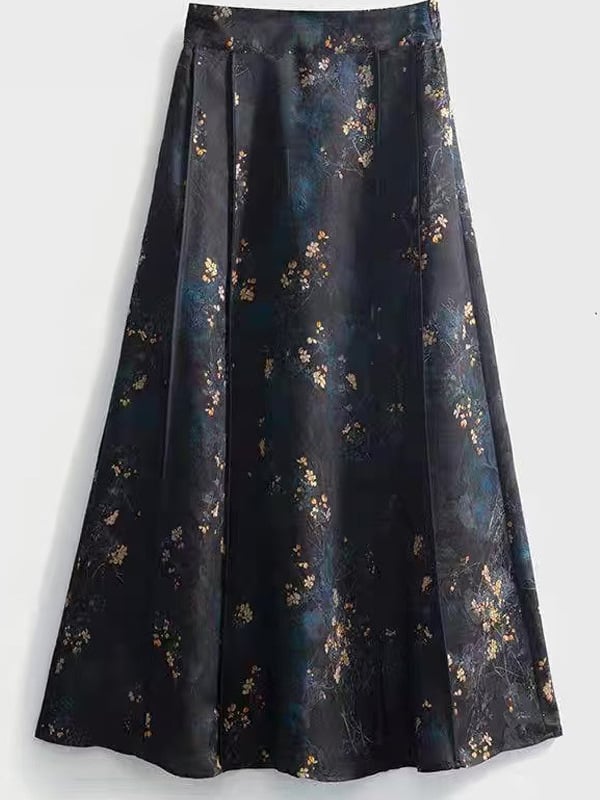 Kineskog stila jacquard oversize midi suknja, visok pojas, poliesterska mješavina, kolazna izrada, ljeto 2025