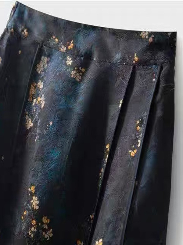 Kineskog stila jacquard oversize midi suknja, visok pojas, poliesterska mješavina, kolazna izrada, ljeto 2025
