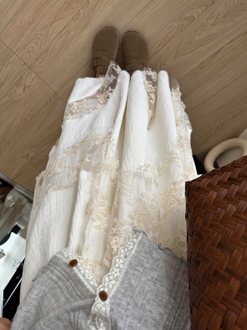 Asimetrična čipkasta suknja za žene, trodimenzionalno krojenje, pamukasto mješovita tkanina s polyesterom i spandeksom, duga suknja, proljeće 2025