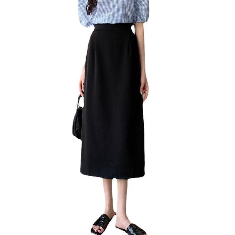 PU midi suknja A-linije, visoki pojas, mikroelastična, srednja duljina