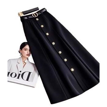 A-line пола със средна дължина, имитационна вълнена материя, органичен памук, микроеластичност