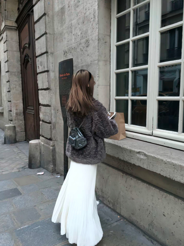 Umelá kožušina krátky zimný kabát, japonsko-kórejský voľný štýl, stojací golier, dlhé rukávy, pre ženy