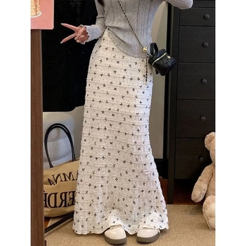 Duga A-linijska suknja s raspucanim cvjetnim uzorkom; Cupro vlakna s elastanom; ljetni casual stil