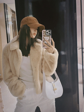 Kožušinová bunda s golierom – dlhé rukávy, polyester, zimné vydanie 2025, minimalistický japonsko-kórejský štýl