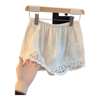 A-linijska kratka suknja, visokim strukom, čipkasta rub, chenille tkanina sa spandeksom, mikroelastična