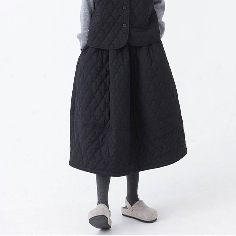 Sukňa A-línie midi - polyester, zima 2024, japonsko-kórejský ležérny štýl