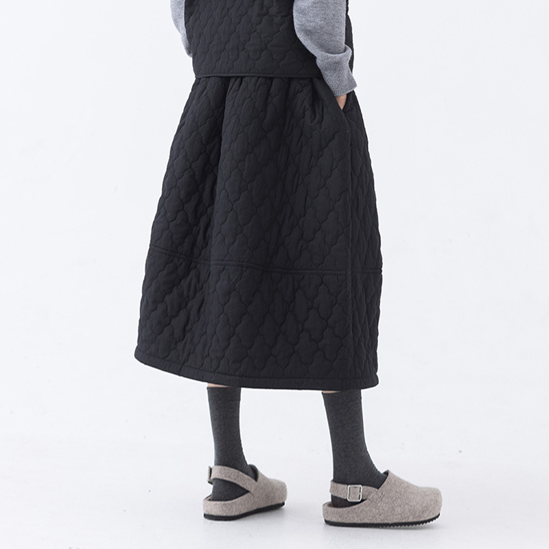 Sukňa A-línie midi - polyester, zima 2024, japonsko-kórejský ležérny štýl