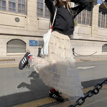 Suknja A-line s slojevitim mrežastim tilom, srednja duljina, 95% poliester, poliester tkivo, bez peglanja, proljeće 2025