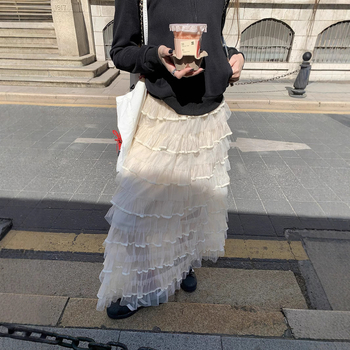 Suknja A-line s slojevitim mrežastim tilom, srednja duljina, 95% poliester, poliester tkivo, bez peglanja, proljeće 2025