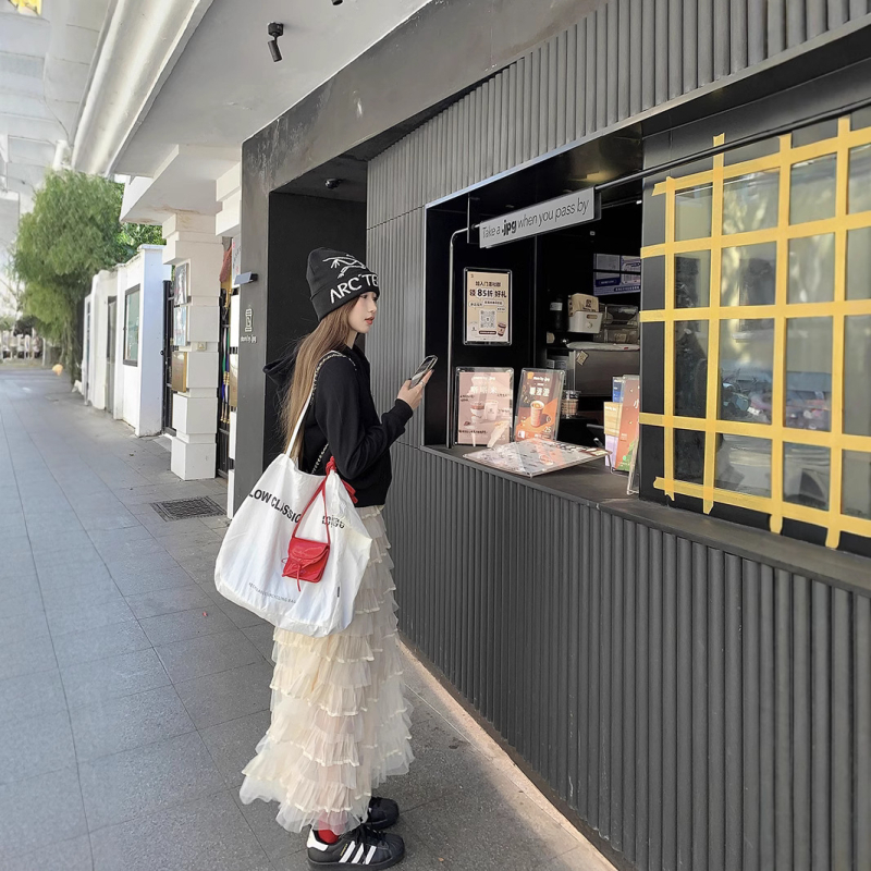 Suknja A-line s slojevitim mrežastim tilom, srednja duljina, 95% poliester, poliester tkivo, bez peglanja, proljeće 2025