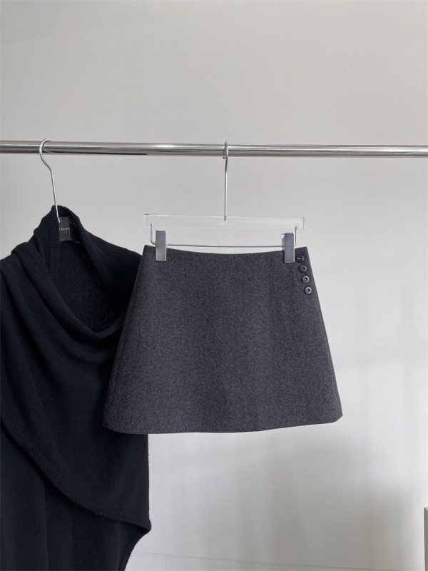 Vlnená sukňa, jednobarevná, mikroelastická, Xmhp, Zima 2025