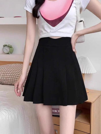 Plisirana suknja s visokim pojasom za žene — poliester tkanina, mikroelastičnost, udio poliester 50–70%, jesen 2025