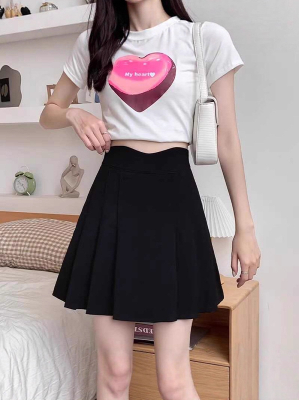 Plisirana suknja s visokim pojasom za žene — poliester tkanina, mikroelastičnost, udio poliester 50–70%, jesen 2025