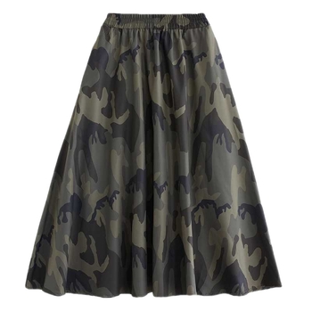 Tutu sijonas su kamufliažiniu atspaudu, laisvo kirpimo sijonas, medvilnės-poliesterio mišinys, spausdinta medžiaga, literatūros ir meno retro stilius, ilgas sijonas