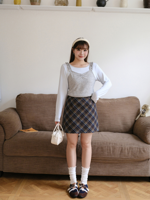 Moteriška A-linijos vilnos languoto sijono, aukštas liemuo, žiema 2025, sudėtinga siuvimo konstrukcija, poliesteris 95%+