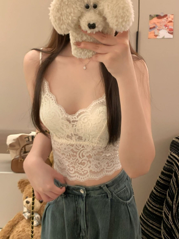 Čipkasti top za donji veš s jastučićima za grudi, francuski stil, otvoren leđa, uski kroj