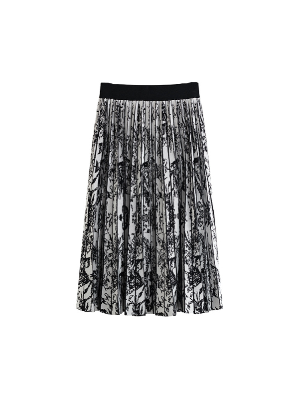 Naili plus veličine kineskog stila plisirana pletena midi suknja - mikroelastična, srednja duljina, zima 2025