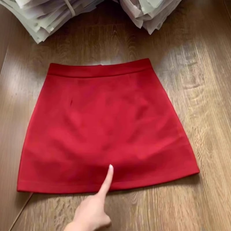 A‑vonalú rövid szoknya, tavasz 2025, poliészter anyag, 50–70% pamut tartalom, rugalmatlan, üzleti stílus