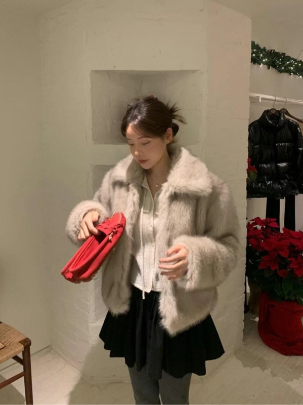 Kozno kaput, korejski stil, ovratnik s reverom, jednostruko kopčanje, poliester tkanina