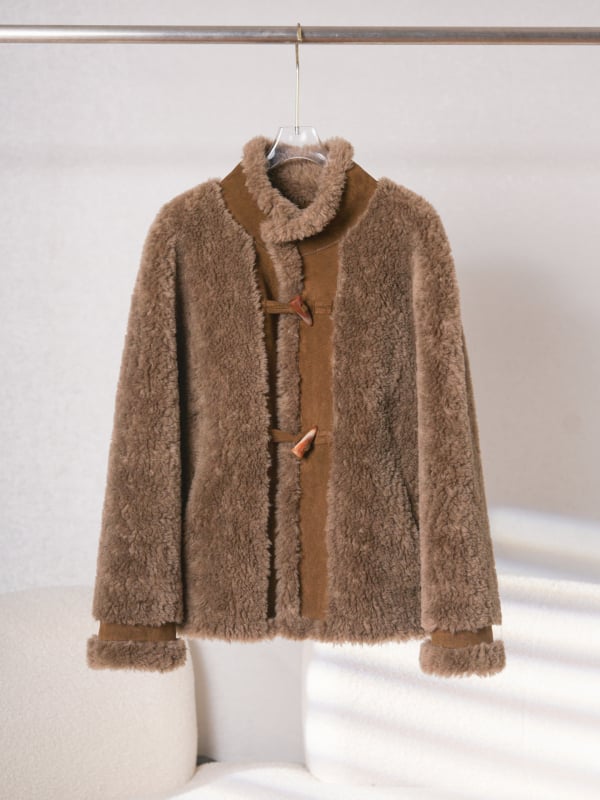 Ženski vuneni kaput srednje duljine, zima 2025, literarno retro stil, bez ovratnika