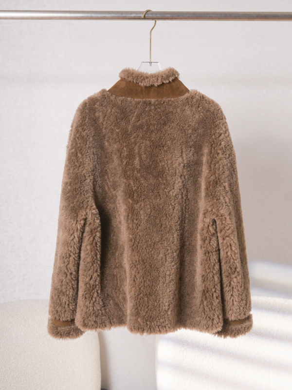 Ženski vuneni kaput srednje duljine, zima 2025, literarno retro stil, bez ovratnika