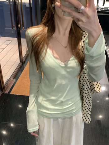 Slobodan kroj, dugi rukav, V-izrez top od mješavine Tencel cashmere sa Spandexom, ljeto 2025