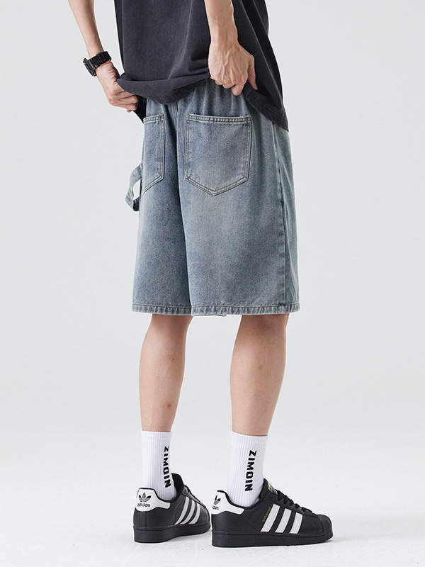 Radničke denims šorceve s više džepova – prozračne, otporne, ljeto, športski stil (60,8% pamuk, 30,2% poliester, 9,0% regenerirane celuloze)