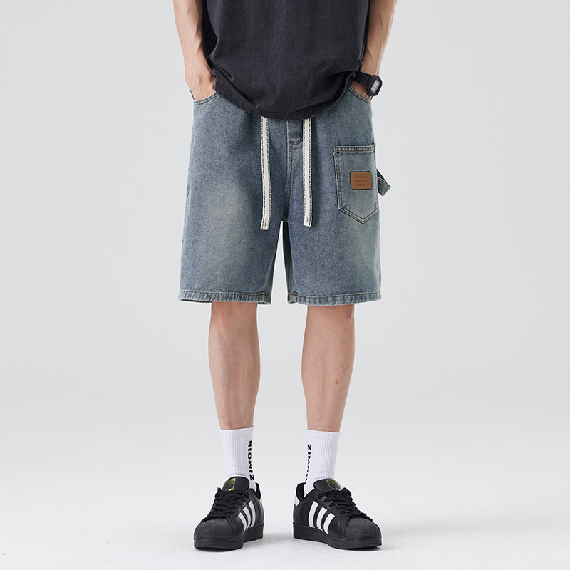 Radničke denims šorceve s više džepova – prozračne, otporne, ljeto, športski stil (60,8% pamuk, 30,2% poliester, 9,0% regenerirane celuloze)