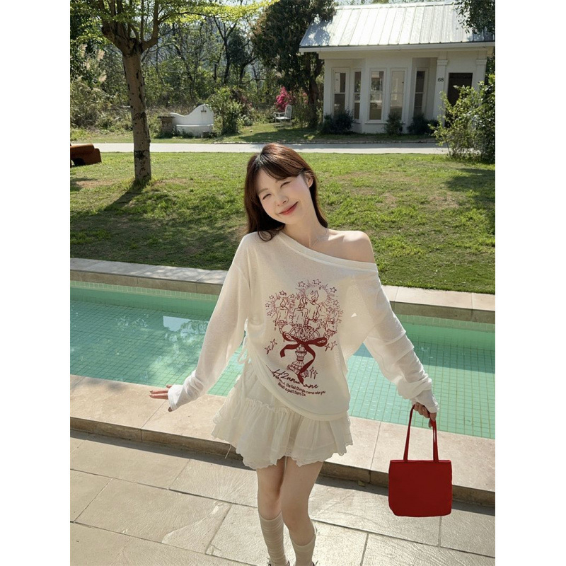 Bluza za sunce s dugim rukavima, lagana poliester tkanina, širok kroj, srednja duljina, anime uzorak