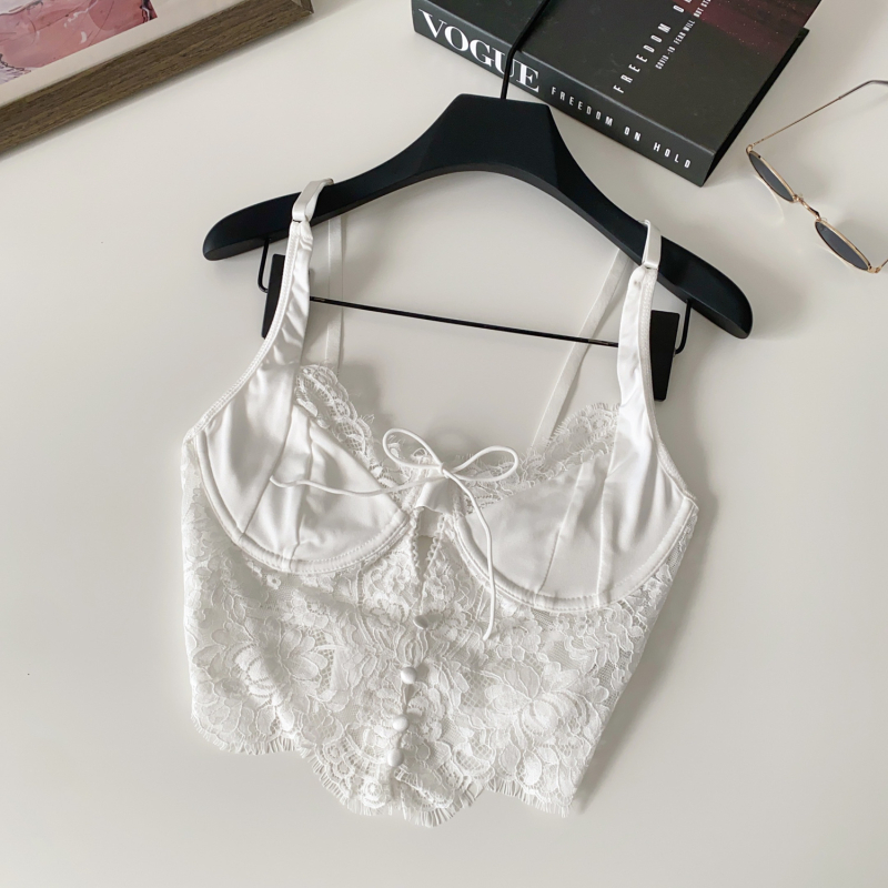 Ženski ljetni crop top od čipke s mrežastim uzorkom, tanke naramenice