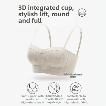 Bezšvová podprsenka pre ženy, bez ramienok, bočné tvarovanie poprsia, 3/4 košík, nylonový materiál