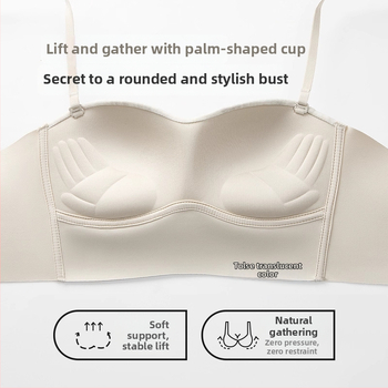 Bezšvová podprsenka pre ženy, bez ramienok, bočné tvarovanie poprsia, 3/4 košík, nylonový materiál