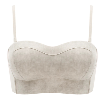 Bezšvová podprsenka pre ženy, bez ramienok, bočné tvarovanie poprsia, 3/4 košík, nylonový materiál