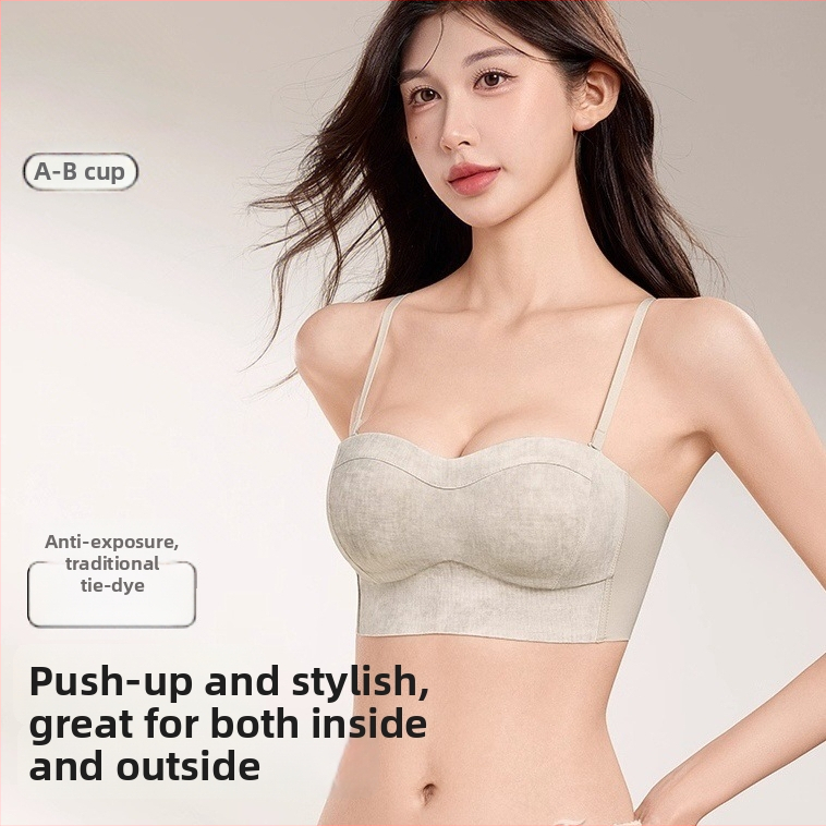 Bezšvová podprsenka pre ženy, bez ramienok, bočné tvarovanie poprsia, 3/4 košík, nylonový materiál
