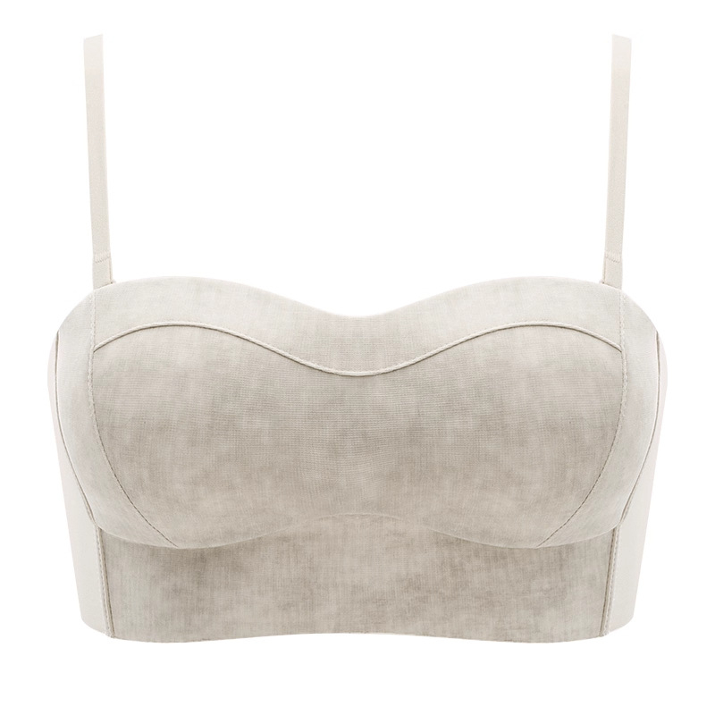 Bezšvová podprsenka pre ženy, bez ramienok, bočné tvarovanie poprsia, 3/4 košík, nylonový materiál