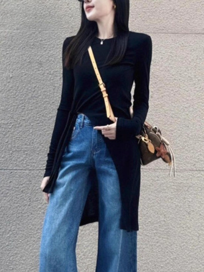 Слънцезащитна покривна риза с френски стил, А-линейна кройка, дълги ръкави, средна дължина, нейлон/полиестер смес, UPF30+