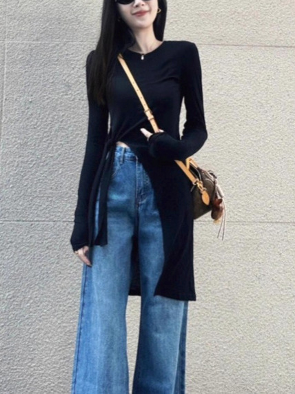 Слънцезащитна покривна риза с френски стил, А-линейна кройка, дълги ръкави, средна дължина, нейлон/полиестер смес, UPF30+